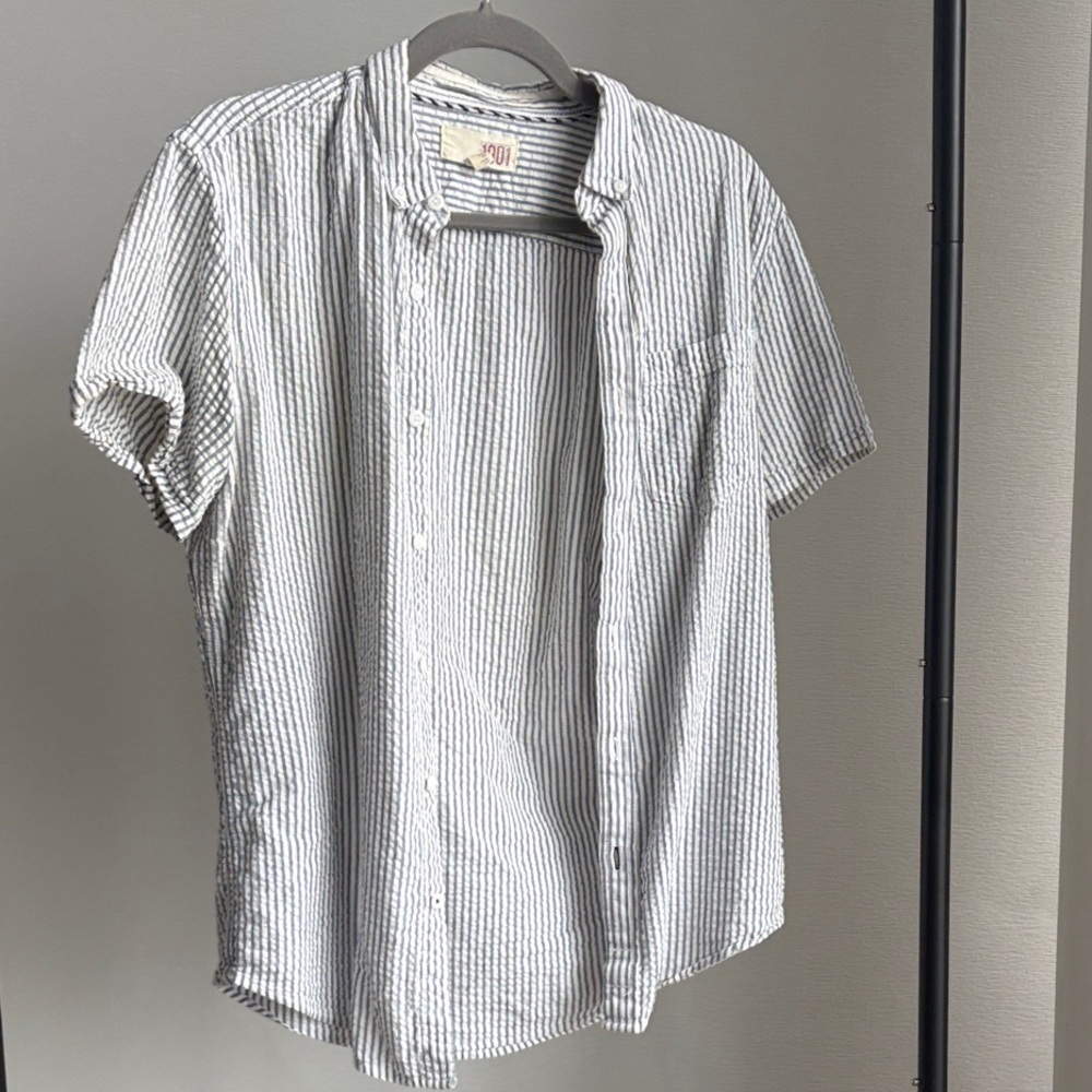 1901 White and Gray Striped Casual Shirt